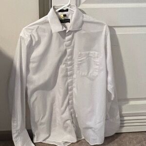 Stacy Adams White Dress Shirt with Pointed Collar Cuff link shirt